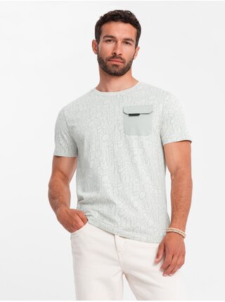 Světle zelené pánské tričko s kapsičkou Ombre Clothing