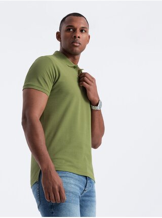 Zelené pánske úpletové polo tričko Ombre Clothing