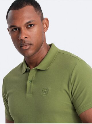 Zelené pánske úpletové polo tričko Ombre Clothing