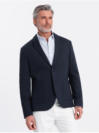 Tmavě modré pánské sako s kapsami Ombre Clothing