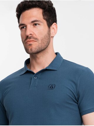 Modré pánské basic polo tričko Ombre Clothing