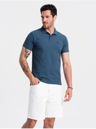 Modré pánské basic polo tričko Ombre Clothing