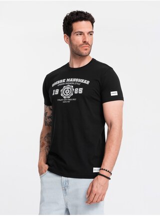 Černé pánské tričko s potiskem Ombre Clothing