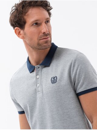 Šedé pánské polo tričko Ombre Clothing