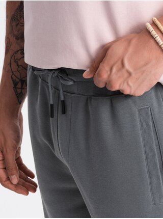 Šedé pánske basic teplákové kraťasy Ombre Clothing