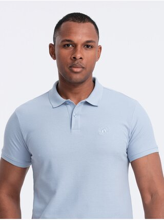 Světle modré pánské basic polo tričko Ombre Clothing