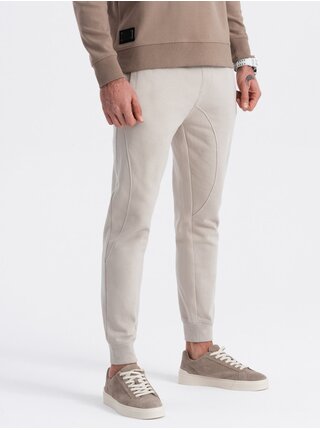 Béžové pánske tepláky jogger Ombre Clothing