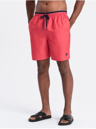 Korálové pánské žebrované plavky Ombre Clothing