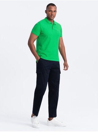 Zelené pánske basic polo tričko Ombre Clothing