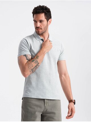 Světle šedé pánské basic polo tričko Ombre Clothing