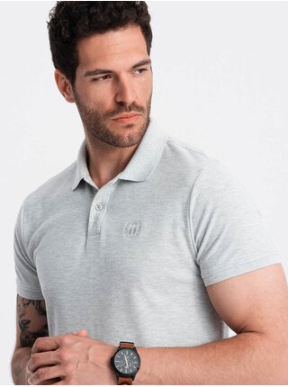 Světle šedé pánské basic polo tričko Ombre Clothing