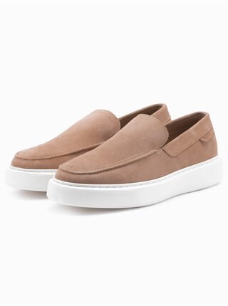 Světle hnědé pánské semišové nazouvací polobotky Ombre Clothing