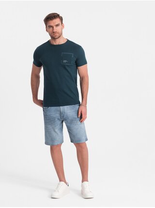 Světle modré pánské džínové kraťasy Ombre Clothing