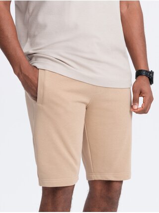 Béžové pánské teplákové basic kraťasy Ombre Clothing