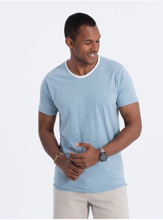 Modré pánské tričko Ombre Clothing