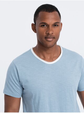 Modré pánské tričko Ombre Clothing