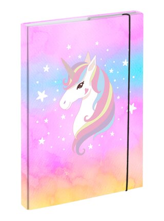 Růžové Desky na školní sešity A4 Rainbow Unicorn Baagl