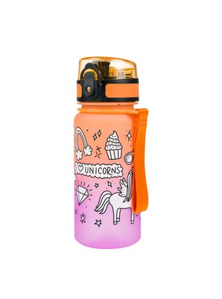 Oranžová tritanová láhev na pití gradient jednorožec, 350 ml Baagl