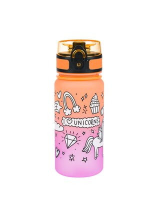 Oranžová tritanová láhev na pití gradient jednorožec, 350 ml Baagl