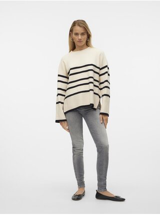 Černo-krémový dámský pruhovaný svetr Vero Moda Saba