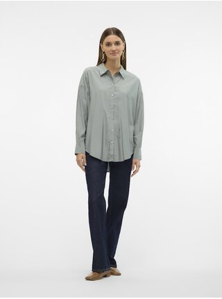 Bielo-zelená dámska pruhovaná košeľa Vero Moda Nora