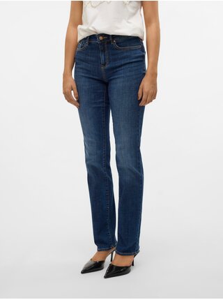 Tmavomodré dámske straight fit džínsy Vero Moda Flash