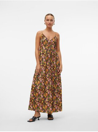 Žluto-oranžové dámské květované maxišaty Vero Moda Page
