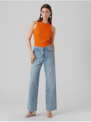 Oranžové dámske rebrované basic tielko AWARE by VERO MODA Lavender