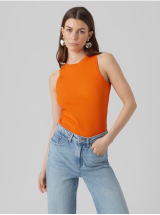 Oranžové dámske rebrované basic tielko AWARE by VERO MODA Lavender