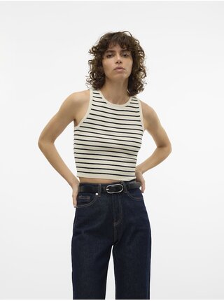 Černo-krémový dámský crop top Vero Moda Ginny