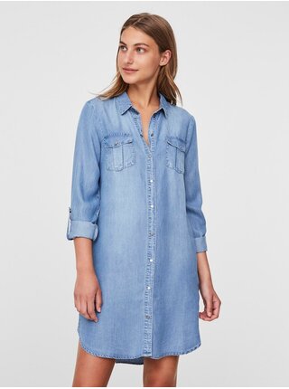 Světle modré džínové košilové šaty VERO MODA Silla