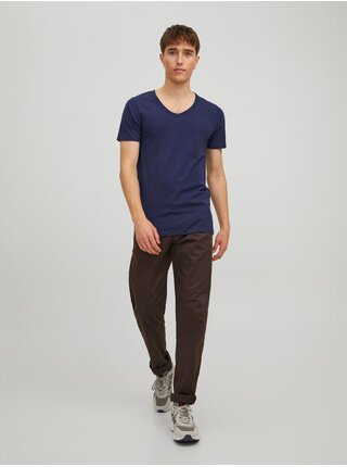 Tmavomodré basic tričko s véčkovým výstrihom Jack & Jones Basic