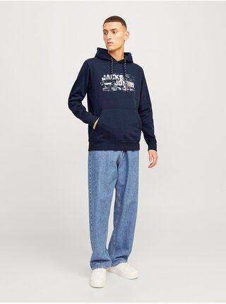 Tmavomodrá pánska mikina s kapucňou Jack & Jones Outdoor