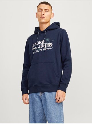 Tmavomodrá pánska mikina s kapucňou Jack & Jones Outdoor
