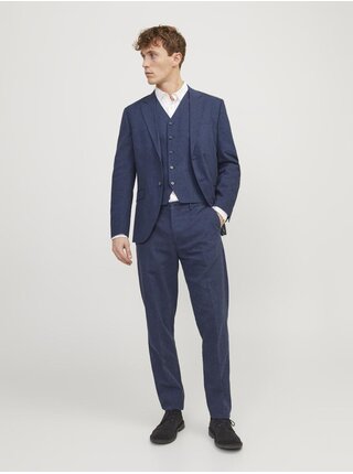 Tmavomodré pánske ľanové nohavice Jack & Jones Riviera