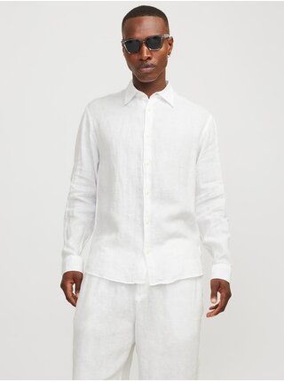 Bílá pánská lněná košile Jack & Jones Lawrence