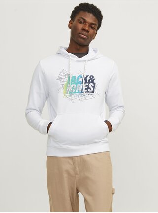Bílá pánská mikina s kapucí Jack & Jones Map