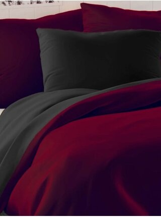 Saténové povlečení LUXURY COLLECTION 140x200, 70x90cm vínové / černé Kvalitex