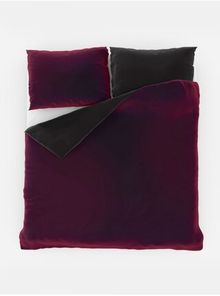 Saténové prodloužené povlečení LUXURY COLLECTION 140x220, 70x90cm vínové / černé Kvalitex