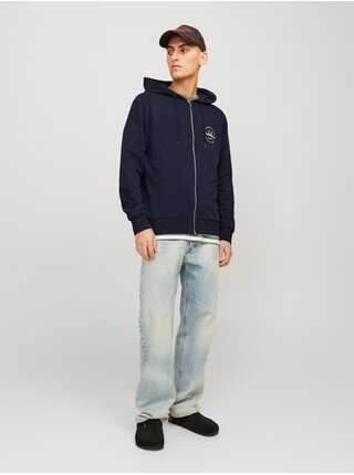 Tmavě modrá pánská mikina na zip s kapucí Jack & Jones Forest