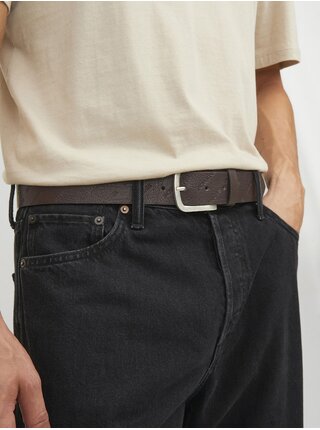 Tmavo hnedý pánsky vzorovaný opasok Jack & Jones Charry