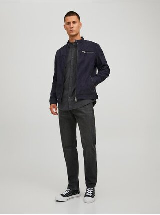 Čierna bunda v semišovej úprave Jack & Jones Rocky