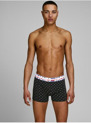 Balenie troch vzorovaných boxeriek v čiernej a modrej farbe Jack & Jones
