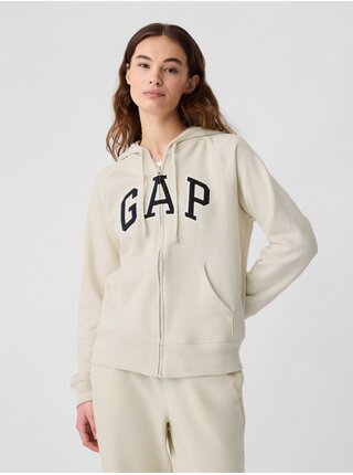 Béžová dámska mikina na zips s logom GAP