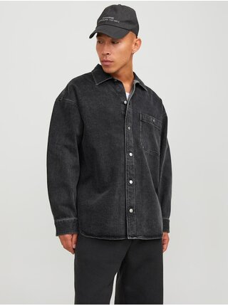 Tmavě šedá pánská svrchní džínová košile Jack & Jones Santorini