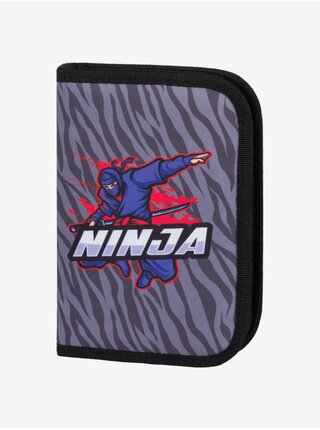Šedý školní penál jednopatrový Baagl Ninja