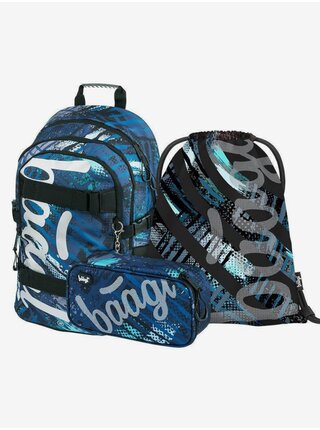 Modrý 3 set skate struktury: batoh, penál, sáček Baagl
