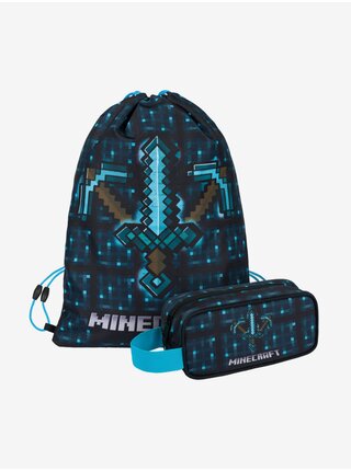 Modrý školní set - penál, sáček Baagl Minecraft 2 Blue Axe and Sword