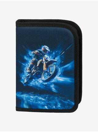 Modrý Školní penál jednopatrový Motorka Baagl