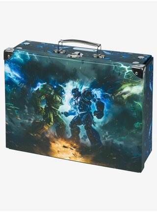 Černý skládací školní kufřík s kováním Baagl Roboti